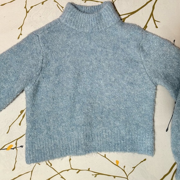 Arizona Jean Co Blue Mohair Wool Cropped Pullover Sweater - Picture 3 of 8